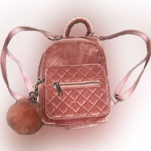 Candie's Blush Quilted Mini Backpack with Pom Pom